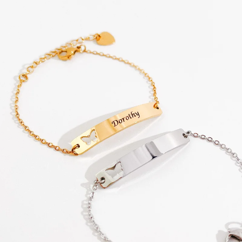 minimal gold ring stack Butterfly Bar Bracelet