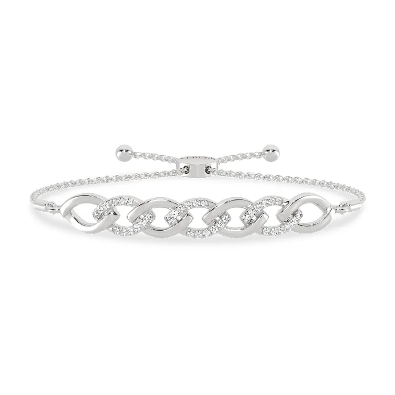 vintage art deco engagement ring Cascading Diamond Link Bolo Bracelet