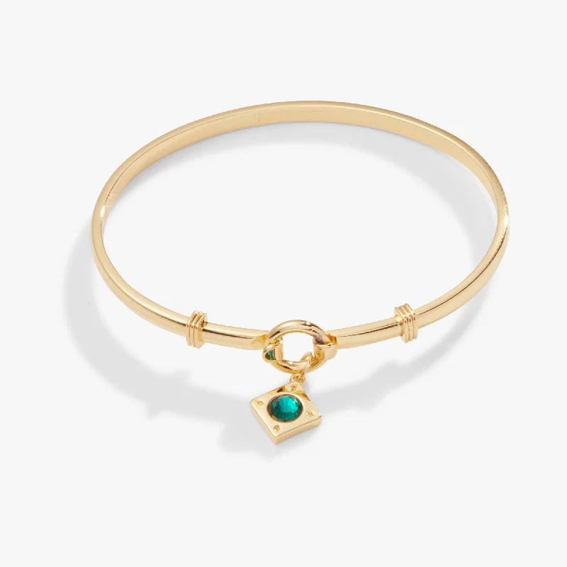 Crystal Charm Clip Bangle, Emerald