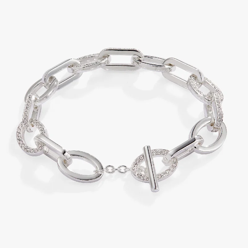 sterling silver braided ring Crystal Toggle Bracelet