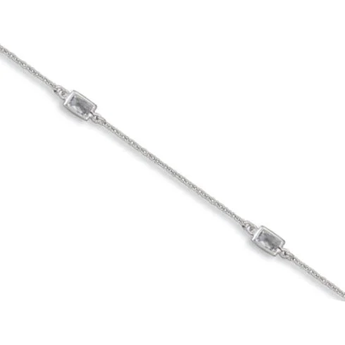 chunky statement cuff bracelet CZ Baguette Ankle Bracelet, Sterling Silver