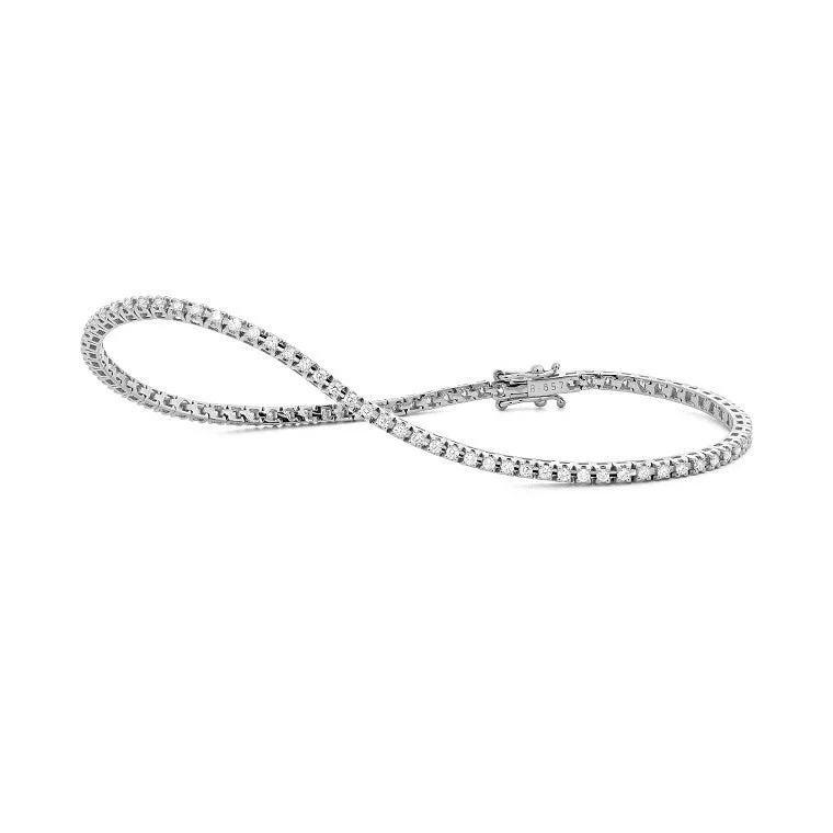 bohemian gemstone choker 14K White Natural Diamond Tennis Bracelet