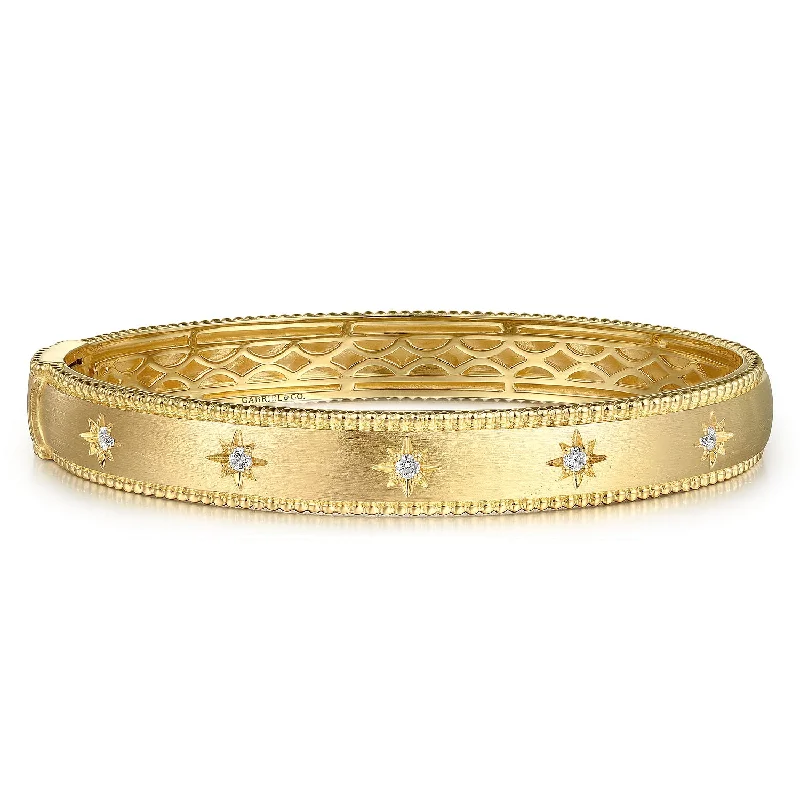 celestial lunar eclipse pendant 14K Yellow Natural Diamond Bangle Bracelet
