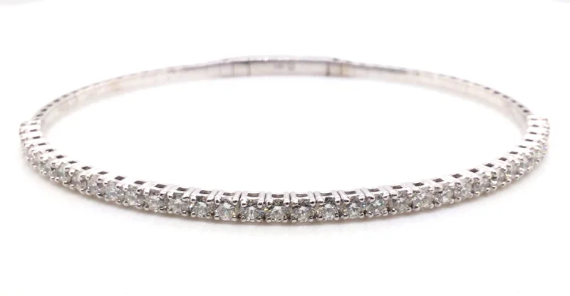 dainty ruby stacking rings 14K White Natural Diamond Flexible Bangle Bracelet