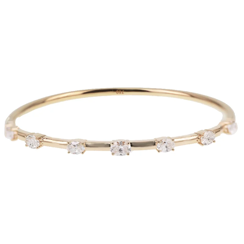 Diamond Oval Bangle Bracelet