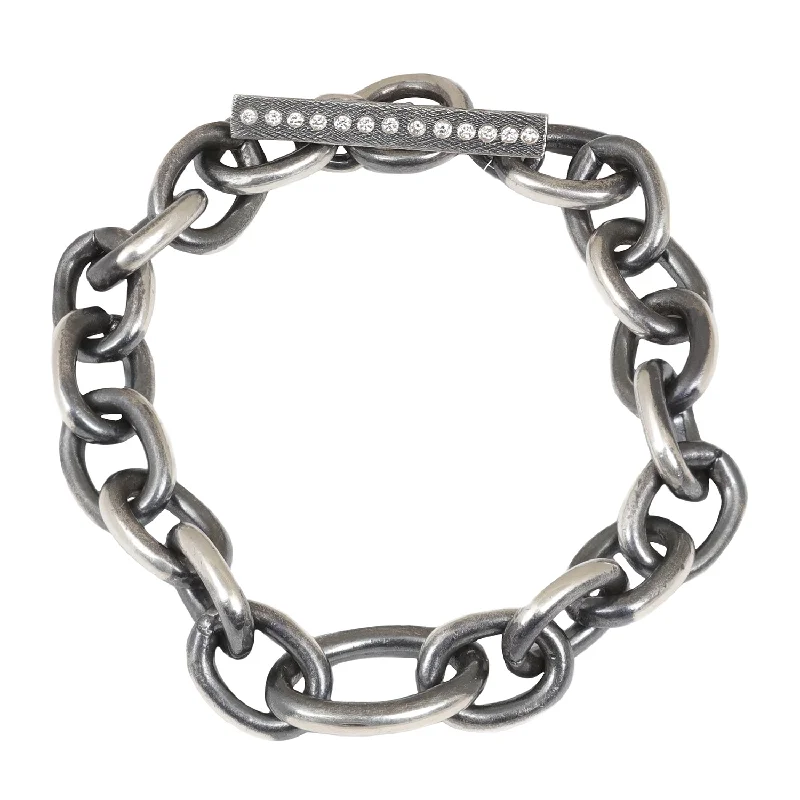 dainty sapphire gemstone bracelet Diamond Toggle Curb Bracelet