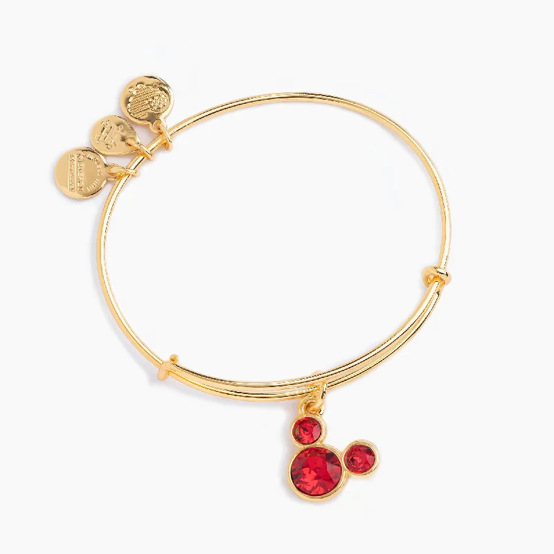 simple engraved wedding ring Disney® Mickey Mouse Charm Bangle, Ruby Crystal