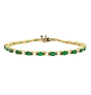 Emerald and Diamond Tennis Bracelet