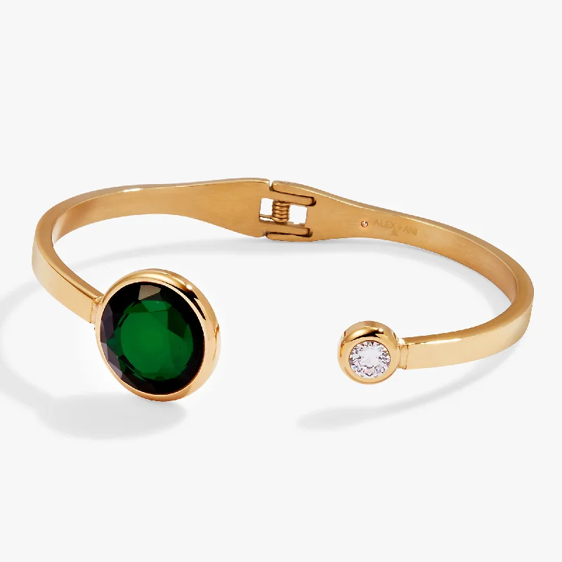 handmade raw stone engagement ring Emerald Crystal Hinge Cuff Bracelet