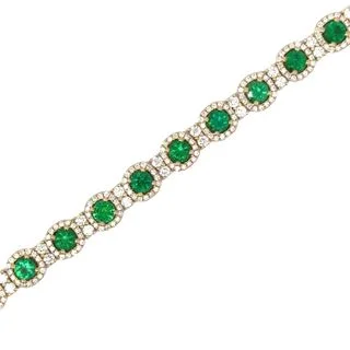 Emerald & Diamond Halo Style Bracelet