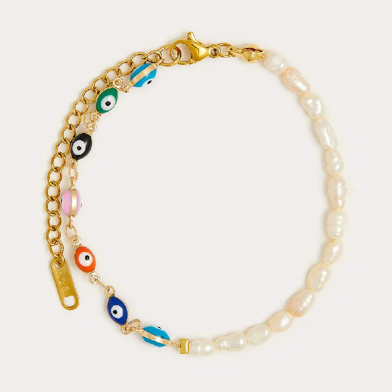 classic gemstone stud earrings Evil Eye Pearl Bracelet