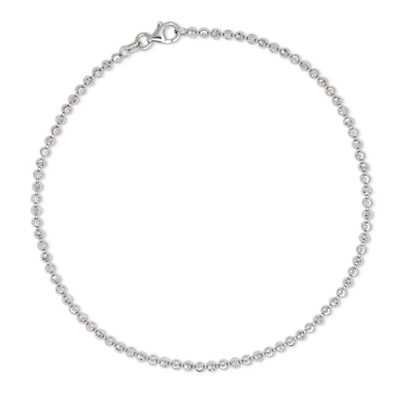 sterling silver lotus ring Faceted Bead Ankle Bracelet, 10 Inches, Sterling Silver