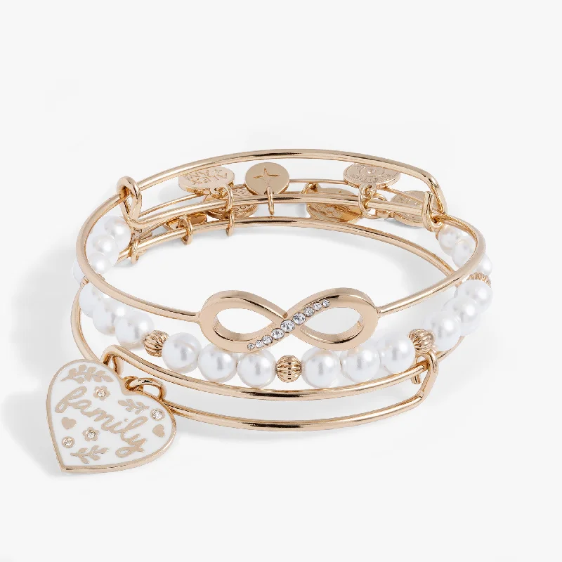 delicate pearl bracelet Family Bangle Set of 3