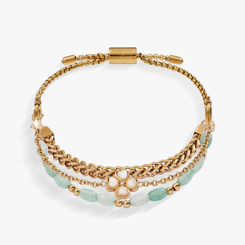 minimalist diamond stud earrings Four-Leaf Clover Stranded Bracelet Set