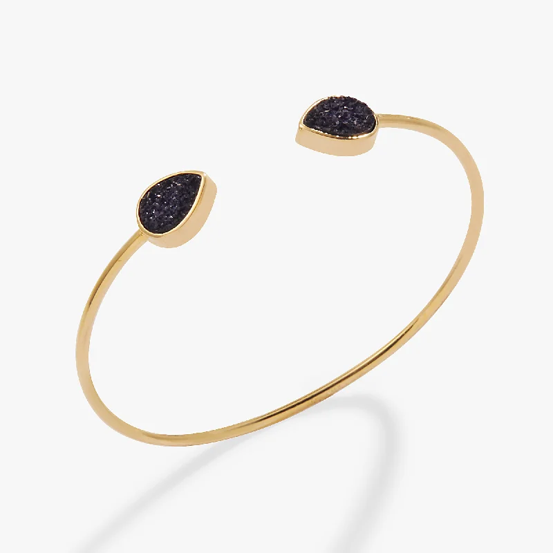 dainty silver hamsa bracelet Glitter Druzy Flex Cuff Bracelet, Black