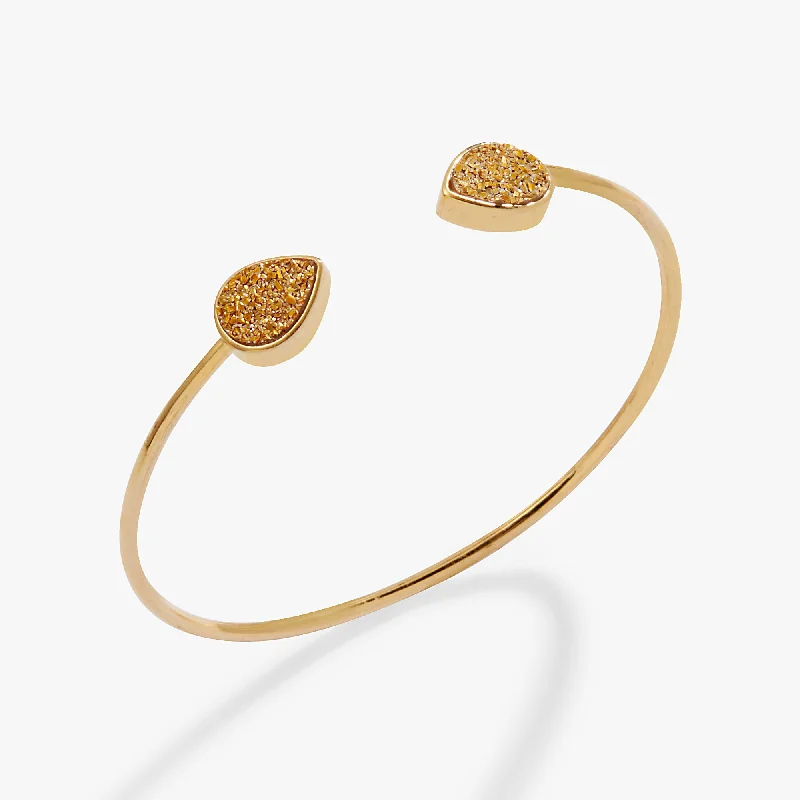 white gold diamond cluster ring Glitter Druzy Flex Cuff Bracelet, Gold