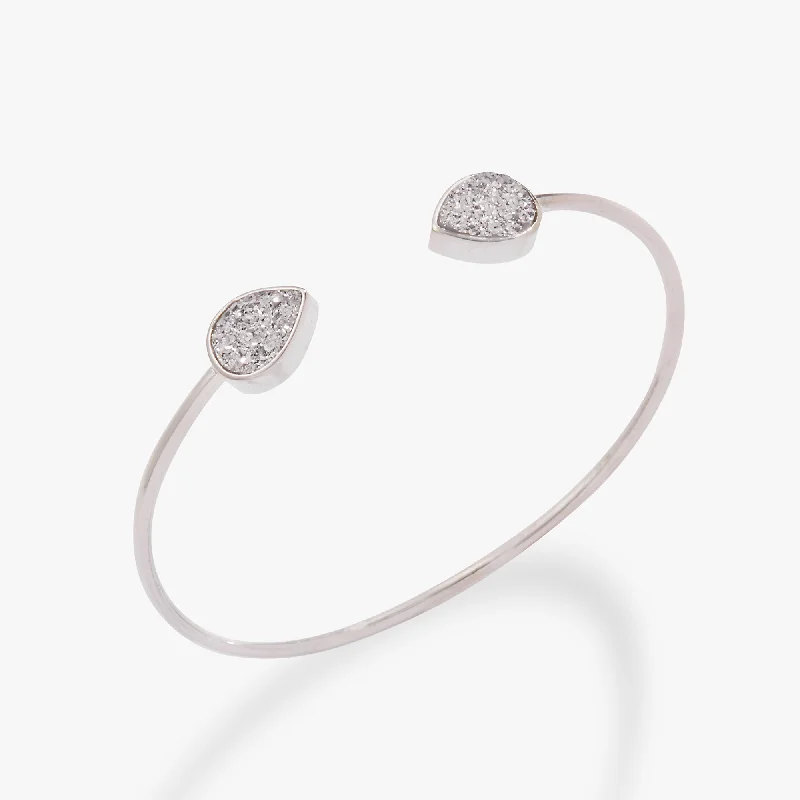 elegant art deco necklace Glitter Druzy Flex Cuff Bracelet, Silver