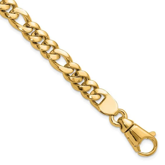 titanium wedding band men’s black 14K Yellow Figaro Bracelet Size 8.5