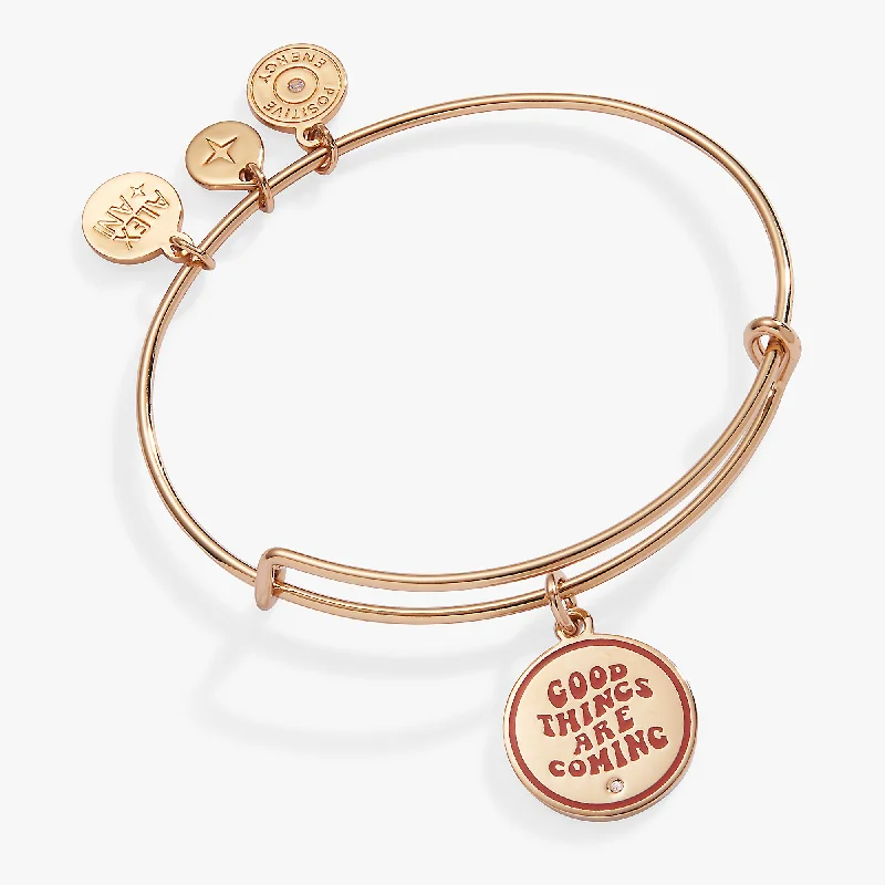 handmade silk thread earrings 'Good Things Are Coming' Mantra Charm Bangle