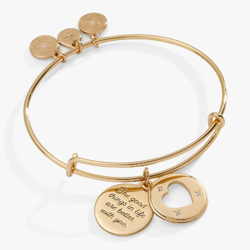 wedding band with diamonds Hidden Message Heart Affirmation Bangle