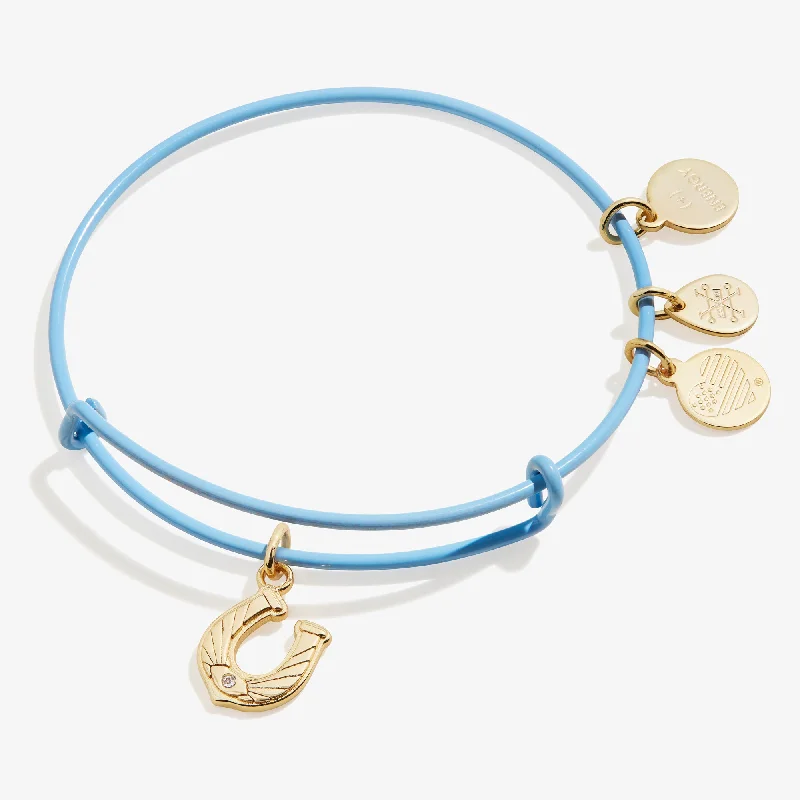 Horseshoe Charm Bangle Bracelet, Sky Blue