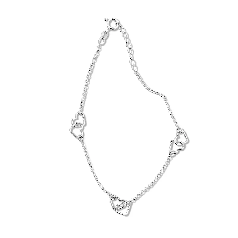 hammered silver pendant necklace Interlocking Hearts Ankle Bracelet, 10 Inches, Sterling Silver hammered silver pendant necklace Interlocking Hearts Ankle Bracelet, 10 Inches, Sterling Silver