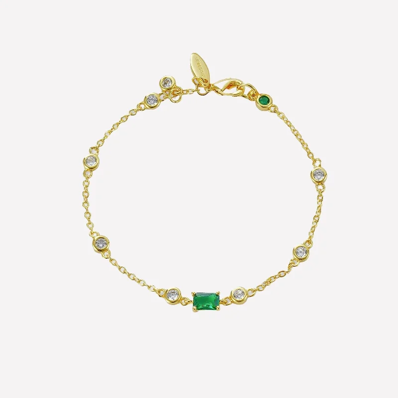 adjustable rope bracelet handmade Josette Green Crystal Bracelet