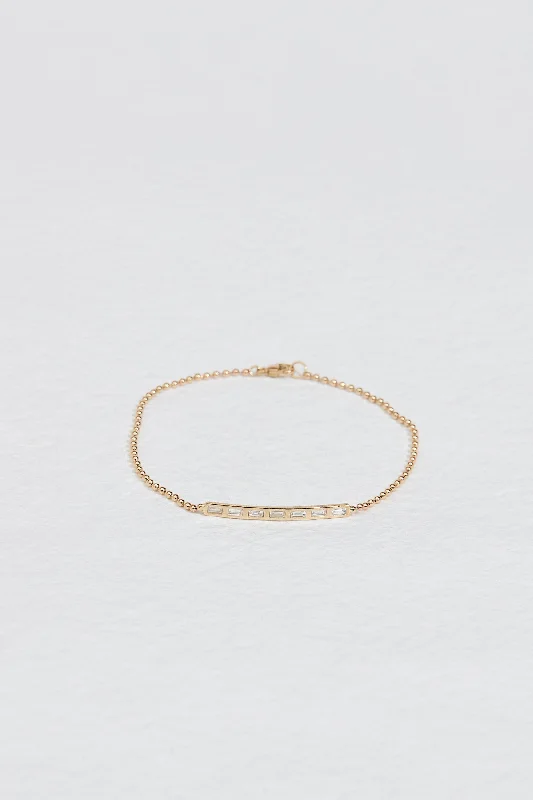 JP BAGUETTE DIAMOND BALL CHAIN BRACELET