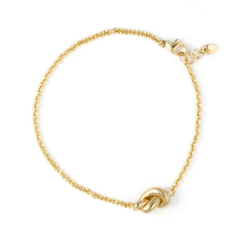 silver moon and star pendant Knot Design Flexible Bracelet, 14K Yellow Gold