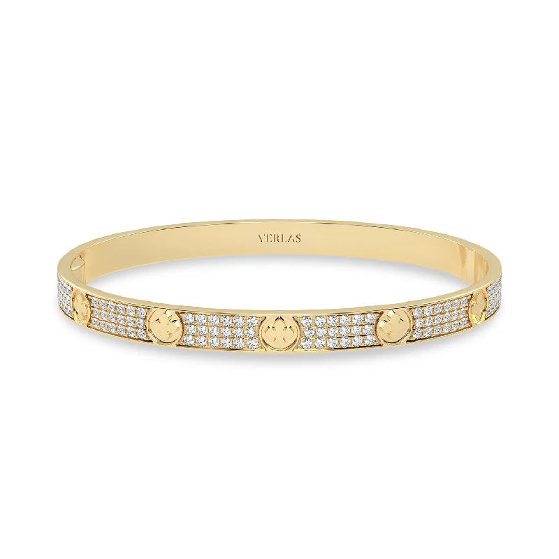 vintage diamond brooch La Fleur 3-Diamond Rows Round Bangle