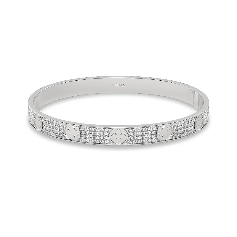 custom zodiac sign ring La Fleur 4-Diamond Rows Round Bangle