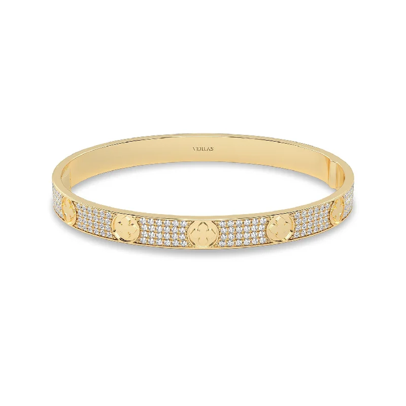 simple crystal earrings La Fleur 4-Diamond Rows Round Bangle