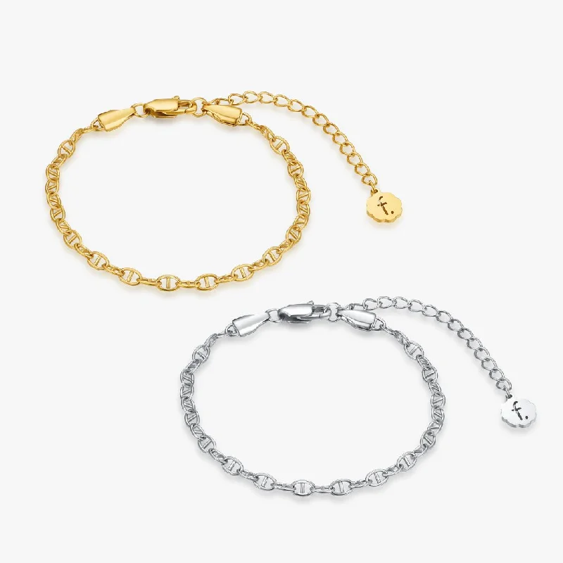 hammered gold disc necklace Mariner Chain Bracelet (Greek-Inspired Collection)
