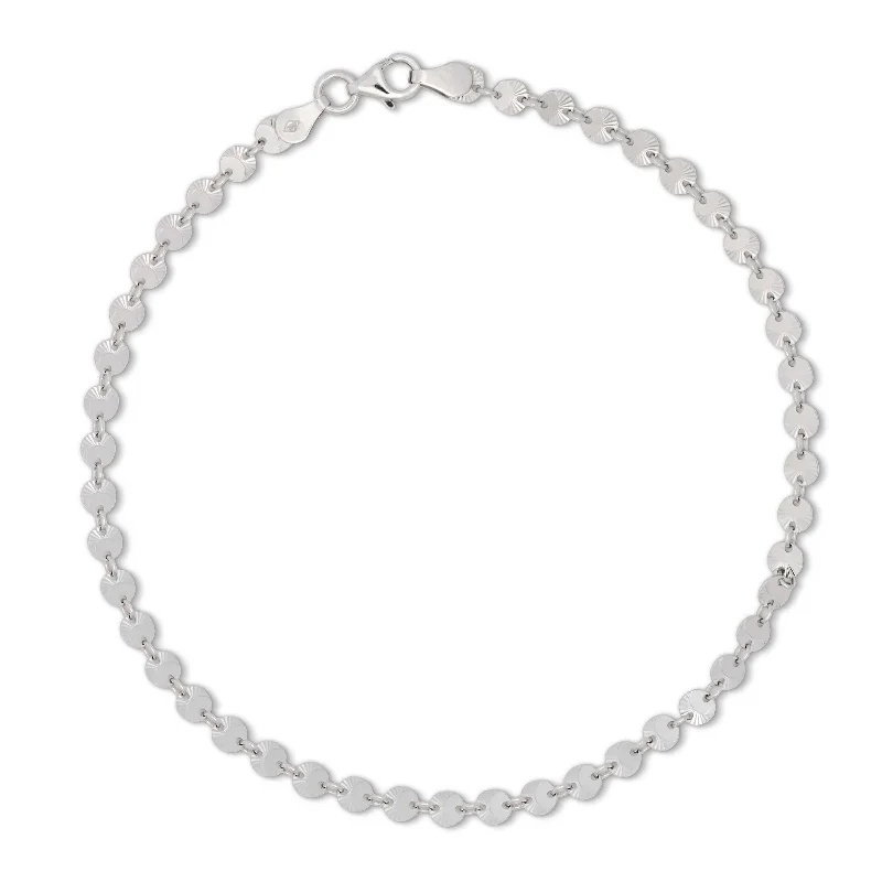 handmade leather ring Mirrored Disc Chain Ankle Bracelet, 10 Inches, Sterling Silver handmade leather ring Mirrored Disc Chain Ankle Bracelet, 10 Inches, Sterling Silver