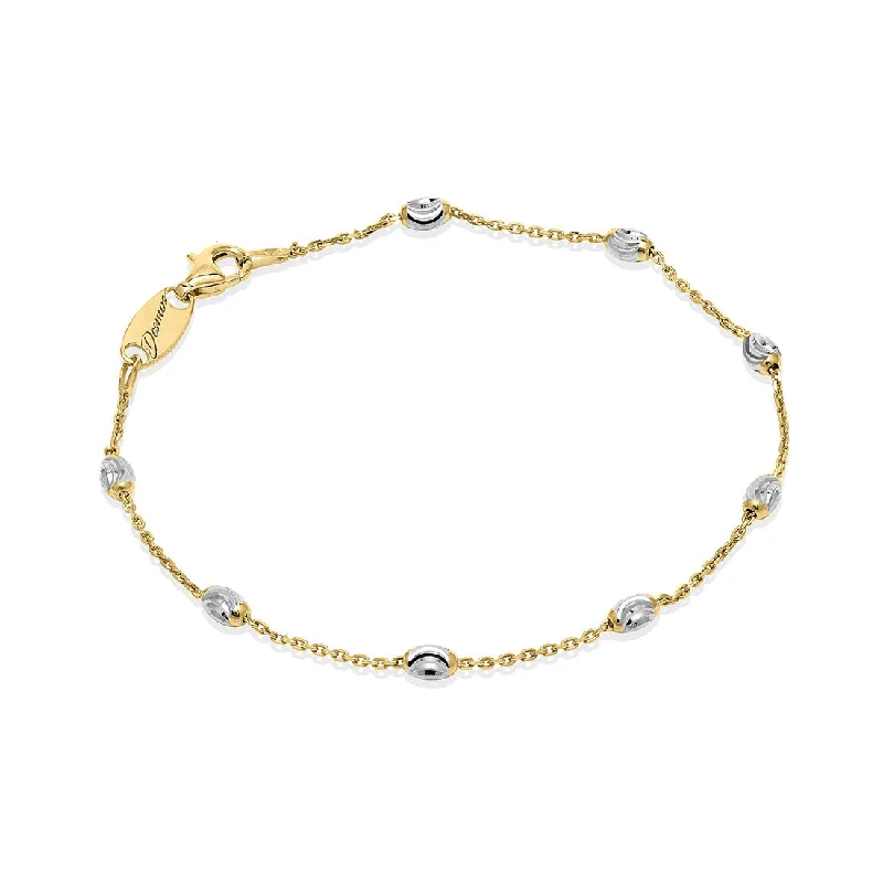 minimalist chain anklet gold Oval Bead Bracelet, Sterling with 18K Yellow Gold Plating