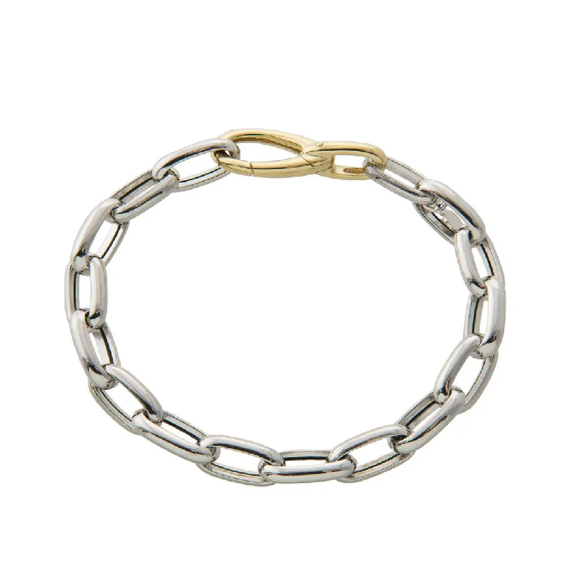 fine silver herringbone necklace Oval Link Bracelet, Sterling and Gold Plated