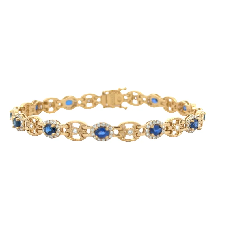 Oval Sapphire and Diamond Antique Bracelet