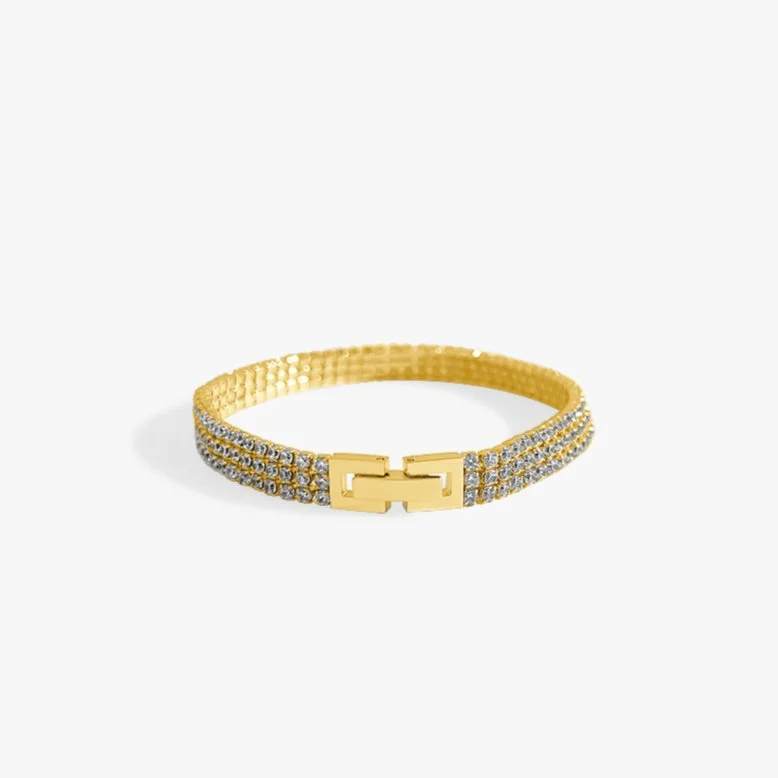 hammered gold signet ring Pave Gems Bracelet in Gold