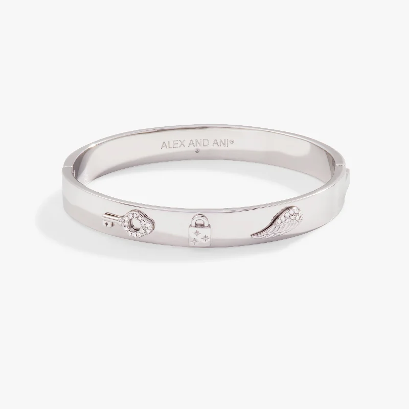 Pavé Lock + Key Hinge Bangle Bracelet