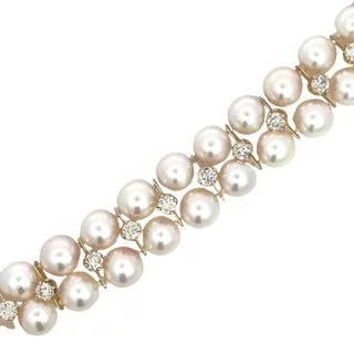 Pink Pearl and Diamond Bracelet