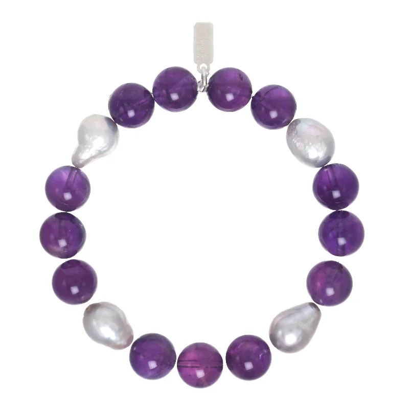 modern geometric gold ring Purple Amethyst Ball with Small Grey Baroque Pearls Stretch Barcelet modern geometric gold ring Purple Amethyst Ball with Small Grey Baroque Pearls Stretch Barcelet