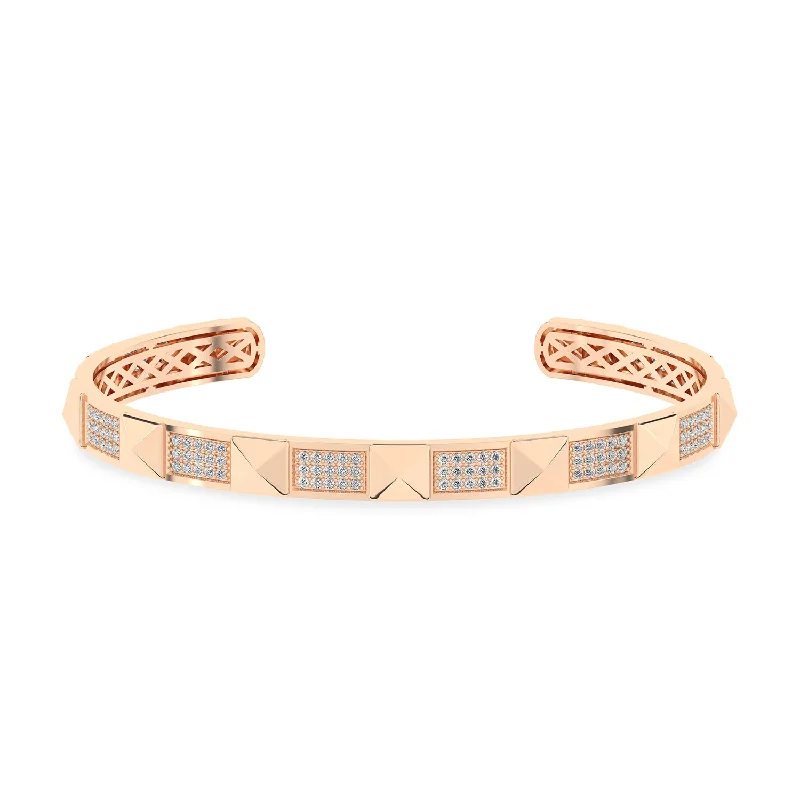 sterling silver angel wing pendant Pyramid 3-Diamond Rows Cuff Bracelet