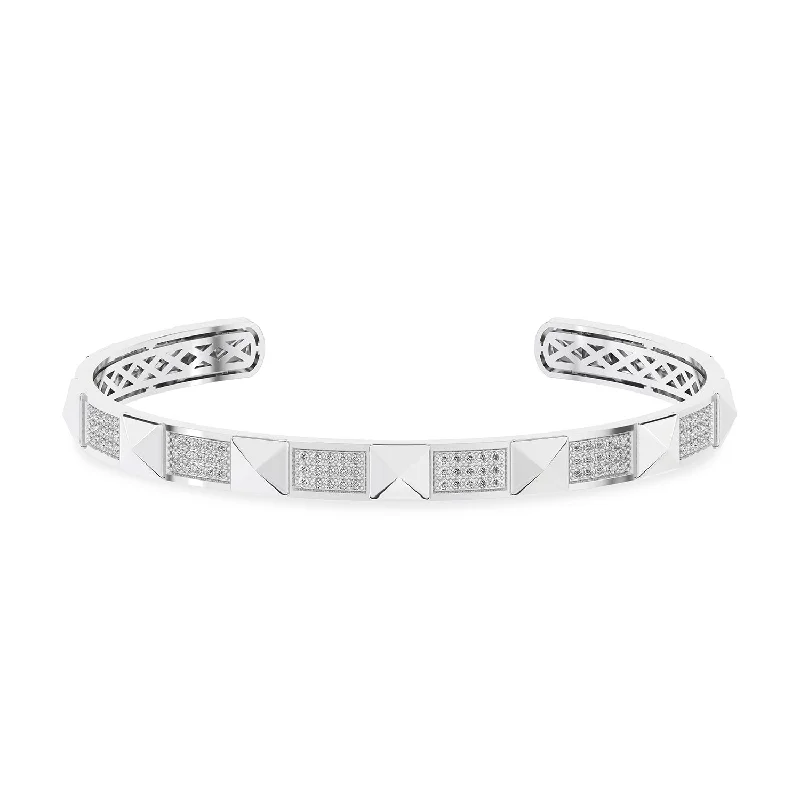 zodiac constellation bracelet silver Pyramid 3-Diamond Rows Cuff Bracelet
