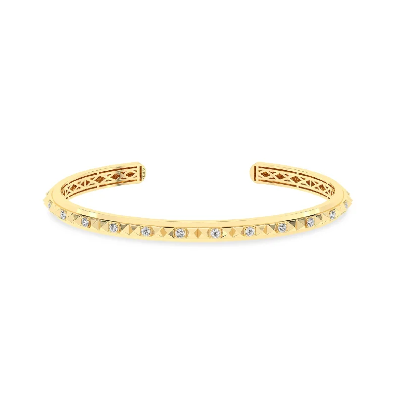round cut diamond engagement ring Pyramid Luxe Cuff Bracelet