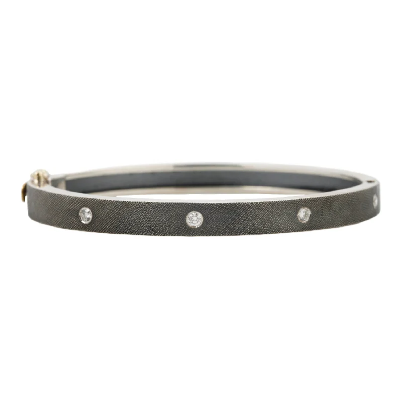 boho pearl charm bracelet Olly Silver Bangle