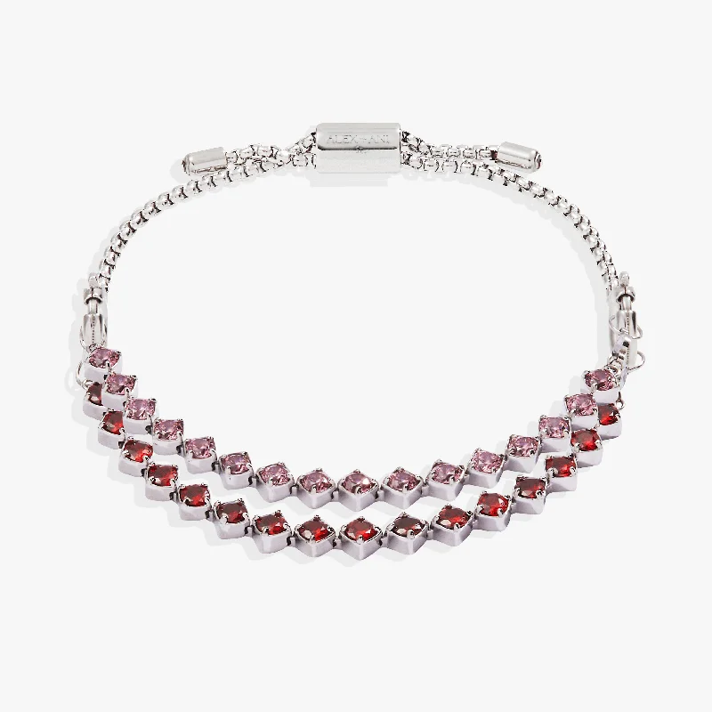 gemstone stacking rings colorful Ruby Luster Stranded Bracelet Set