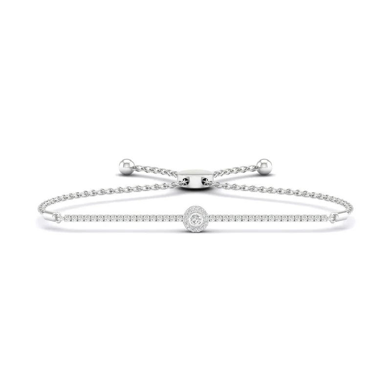 simple gold stacking rings Signature Round Halo Bolo Bracelet