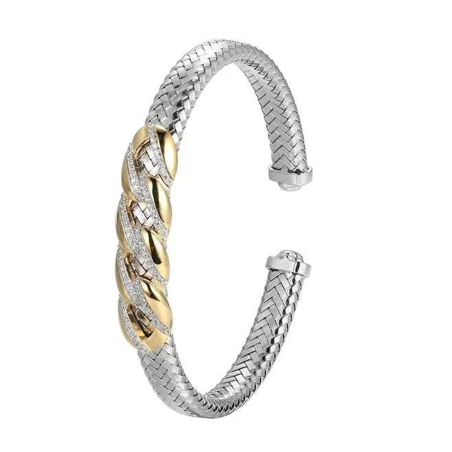 minimalist silver stacking bangles Sterling/14K White Cuff Bracelet with Cubic Zirconium Size 6.75 minimalist silver stacking bangles Sterling/14K White Cuff Bracelet with Cubic Zirconium Size 6.75
