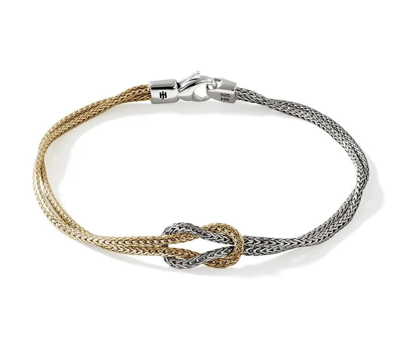 wide gold cuff bracelet Sterling/14K Yellow Love Knot Bracelet