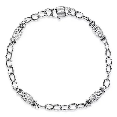 Sterling Filigree Station Chain Bracelet